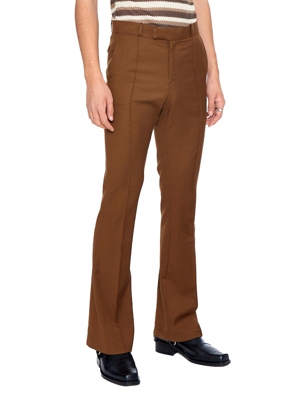 CLASSIC FLARE SUIT PANTS_BROWN
