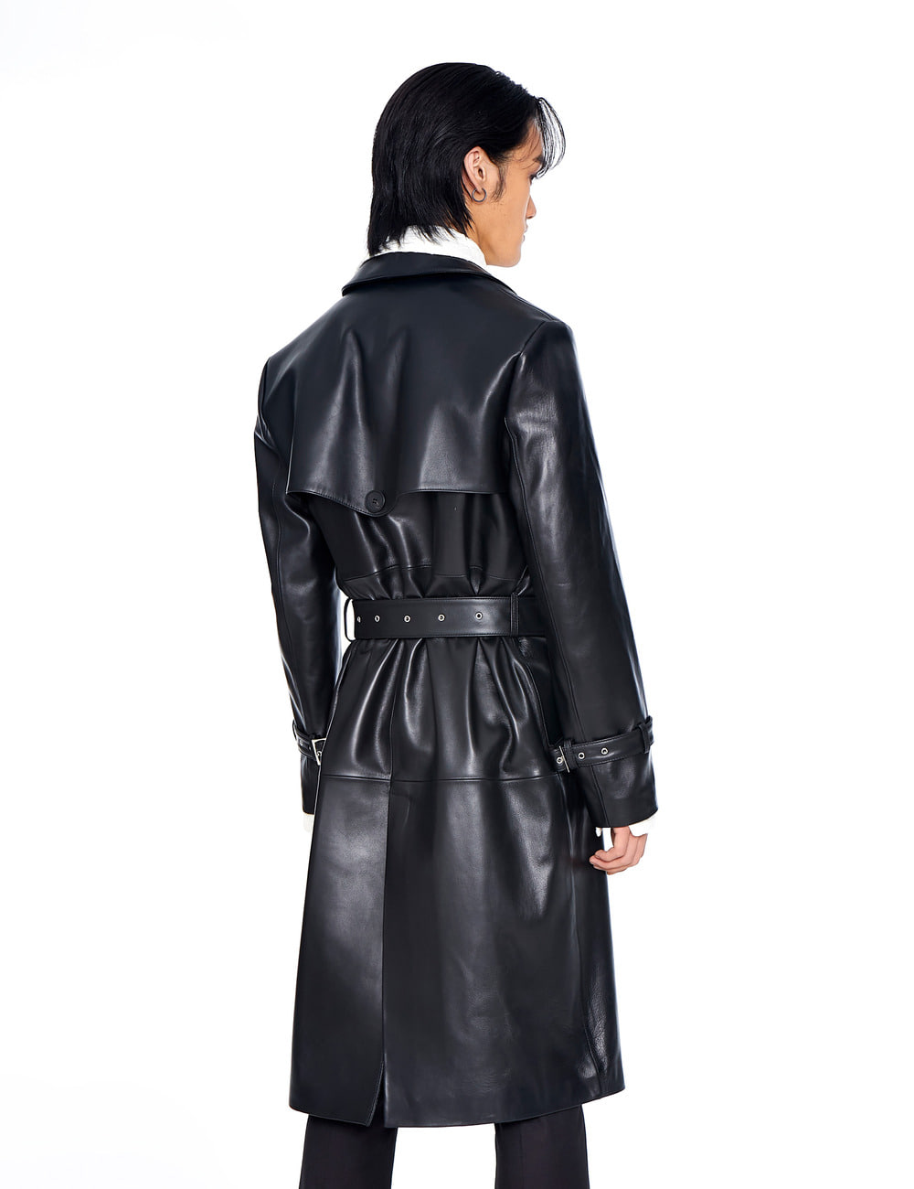 CLASSIC LEATHER TRENCH COAT_BLACK