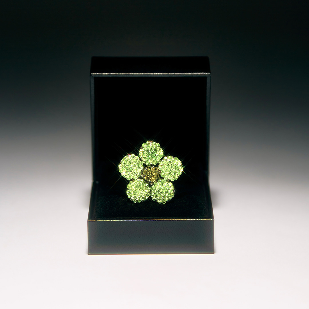 Flower Crystal Ring (Lime)