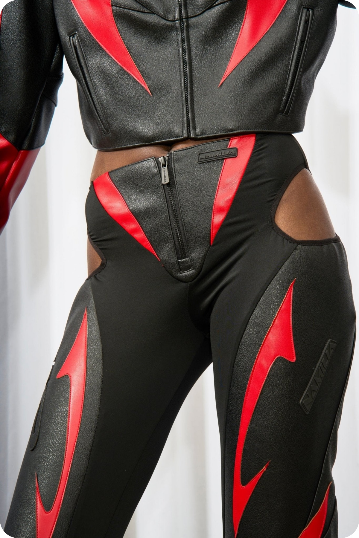 MOTO CUT OUT PANTS_RED