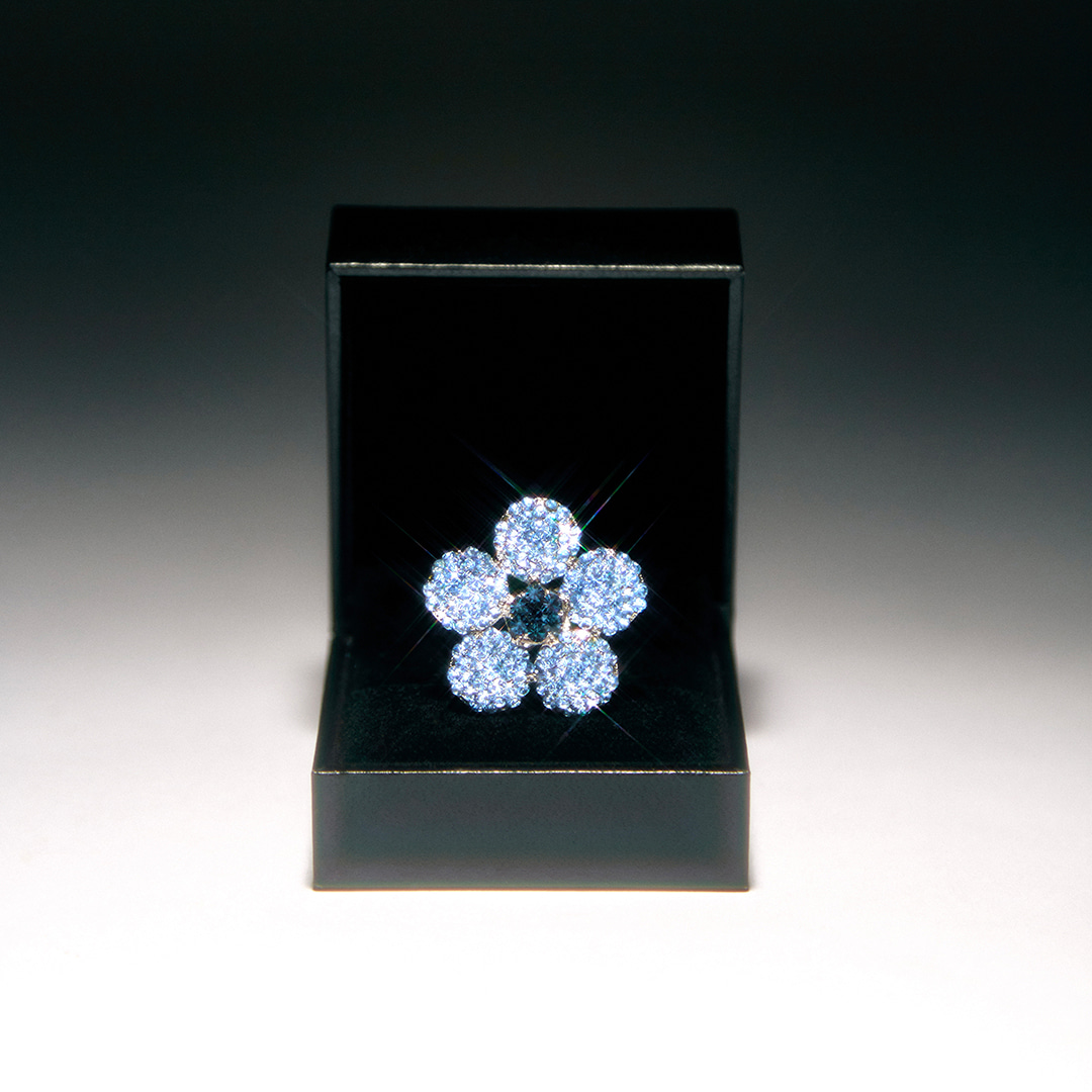 Flower Crystal Ring (Sky blue)